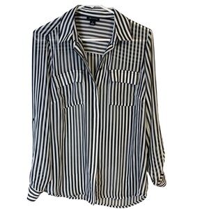 RUSSELL KEMP  Blue & White Striped Blouse Size S NWOT